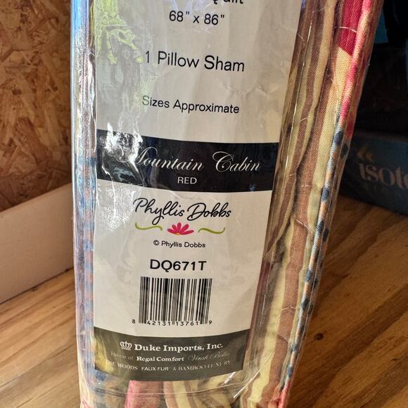 Virah Bella Mountain Cabin Quilt Collection Twin Quilt 1 Pillow Sham New - Picture 7 of 8